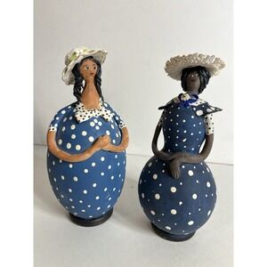 C Grande MS Brasis Signed Handcrafted Gourd Folkart Figurines 7.5 In Set Of 2